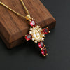 Copper Goldplated Micro Inlaid Zircon Cross Pendant Necklace Geometric Style