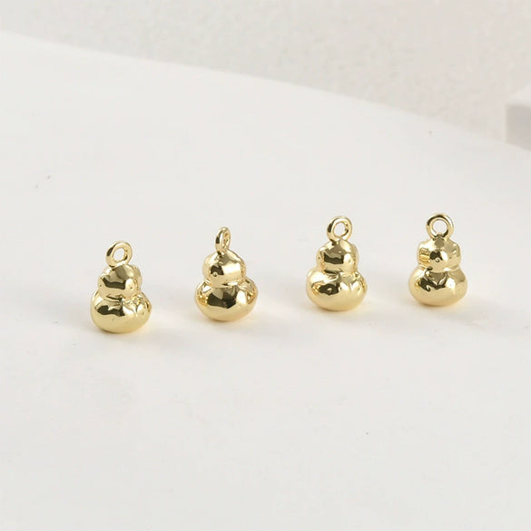 Copper Gourd Pendant Hand Made Beaded Jewelry Accessories With 14K Electroplated Gold Color