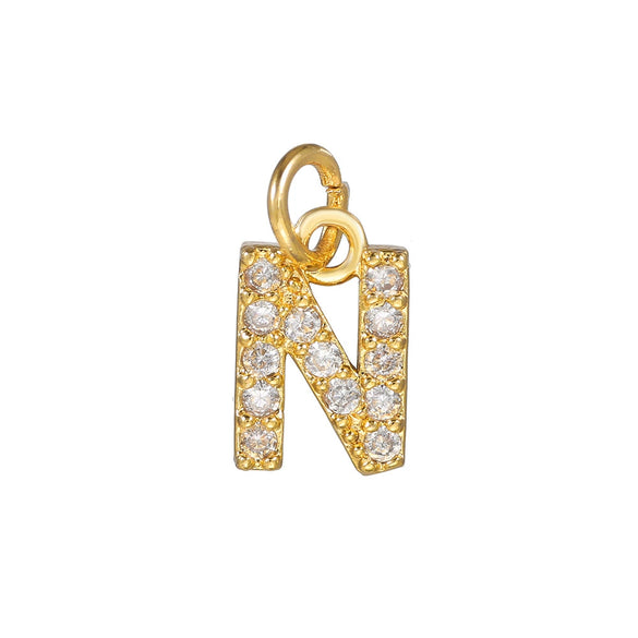 Copper Handmade Jewelry Accessories With Microinlaid Zircon And English Letters Electroplated