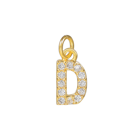 Copper Handmade Jewelry Accessories With Microinlaid Zircon And English Letters Electroplated