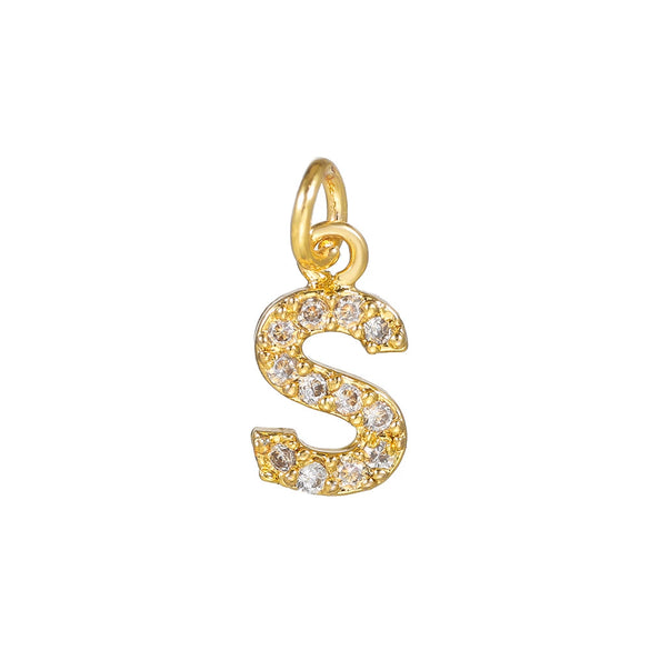 Copper Handmade Jewelry Accessories With Microinlaid Zircon And English Letters Electroplated