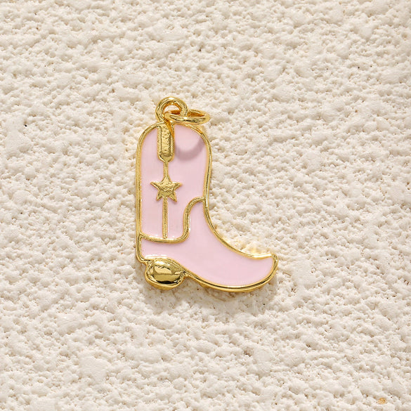 Copper Hat Boots Pendant With Dripping Oil Design And Vacuum Plating In 18K Gold Color