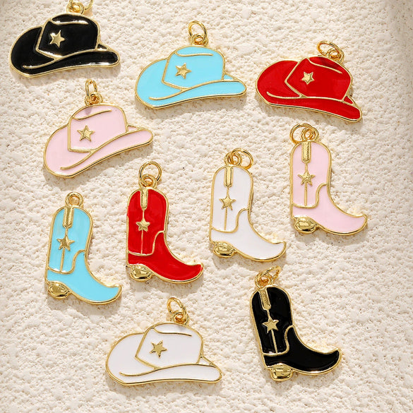 Copper Hat Boots Pendant With Dripping Oil Design And Vacuum Plating In 18K Gold Color