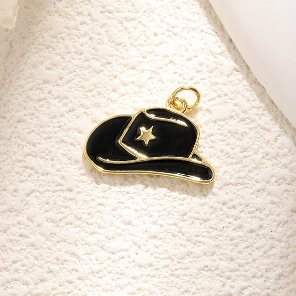 Copper Hat Boots Pendant With Dripping Oil Design And Vacuum Plating In 18K Gold Color