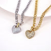 Copper Heart Pendant Necklace With Micro Paved Zircon And Gold Plated Water Wave Chain Classic Fashion Clavicle Necklace For Women