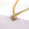 Copper Heart Pendant Necklace With Micro Paved Zircon And Gold Plated Water Wave Chain Classic Fashion Clavicle Necklace For Women
