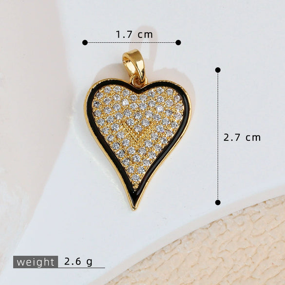 Copper Heart Shape Leopard Print Pendant Jewelry Accessories Plated With Gold
