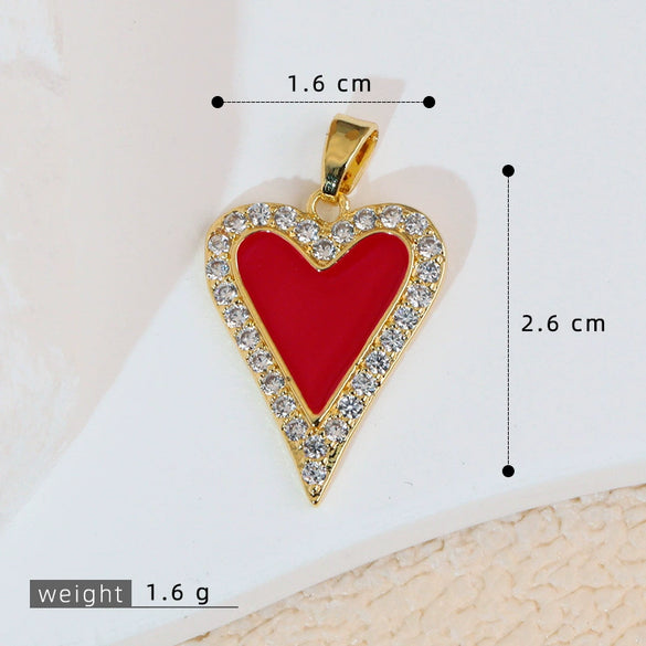Copper Heart Shape Leopard Print Pendant Jewelry Accessories Plated With Gold