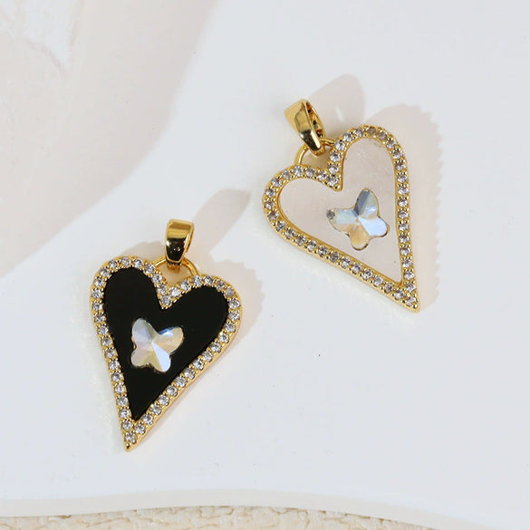 Copper Heart Shape Leopard Print Pendant Jewelry Accessories Plated With Gold