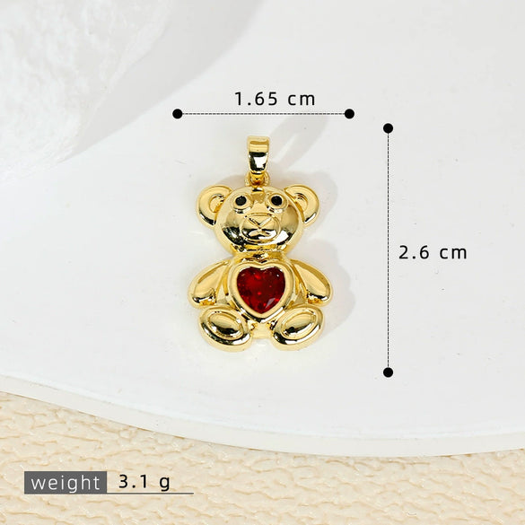 Copper Heartshaped Bear Pendant Jewelry With Animals Zodiac Pattern Electroplated Diy Accessories