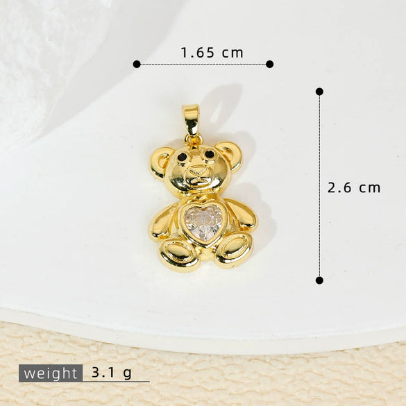 Copper Heartshaped Bear Pendant Jewelry With Animals Zodiac Pattern Electroplated Diy Accessories