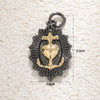 Copper Heartshaped Geometric Cross Love Necklace Pendant With Zircon And Electroplating