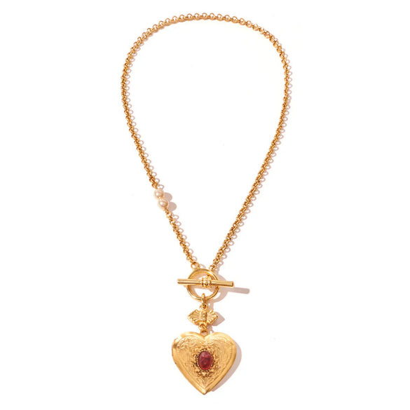 Copper Heartshaped Openable Photo Box Pendant Necklaces Electroplating Light Luxury Geometric Twist Chain