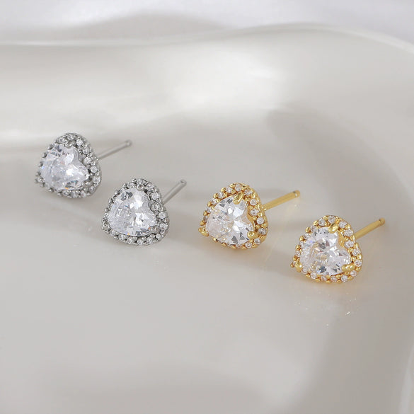 Copper Heartshaped Sweet Style Electroplated Earrings Jewelry