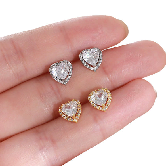 Copper Heartshaped Sweet Style Electroplated Earrings Jewelry