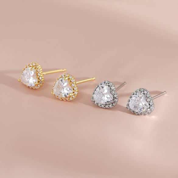 Copper Heartshaped Sweet Style Electroplated Earrings Jewelry