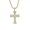 Copper Hip-Hop Inlay Geometric Cross Zircon Pendant Necklace