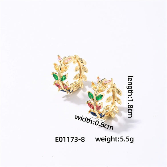 Copper Hollow Diamondembedded Electroplated Women's Earring