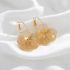 Copper Hollow Flower Hoop Earrings With Stainless Steel Ear Posts Electroplated Exaggerated Floral Jewelry For Women