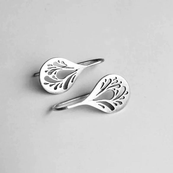 Copper Hollow Leaf Geometric Style Electroplated Women's Earrings