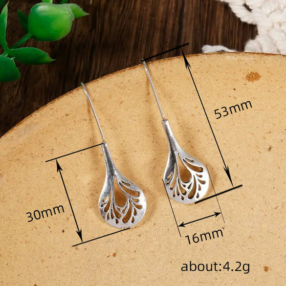 Copper Hollow Leaf Geometric Style Electroplated Women's Earrings