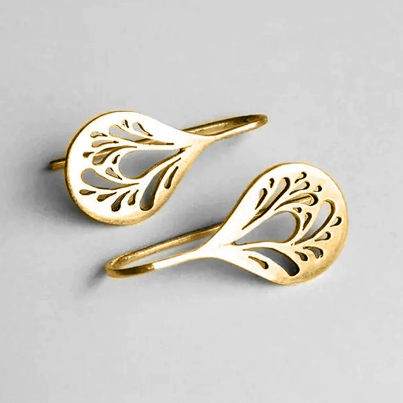 Copper Hollow Leaf Geometric Style Electroplated Women's Earrings