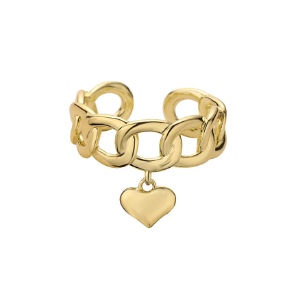 Copper Hollow Out Heart Shape Charm Rings