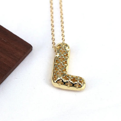 Copper Hollow Out Letter Pendant Necklace