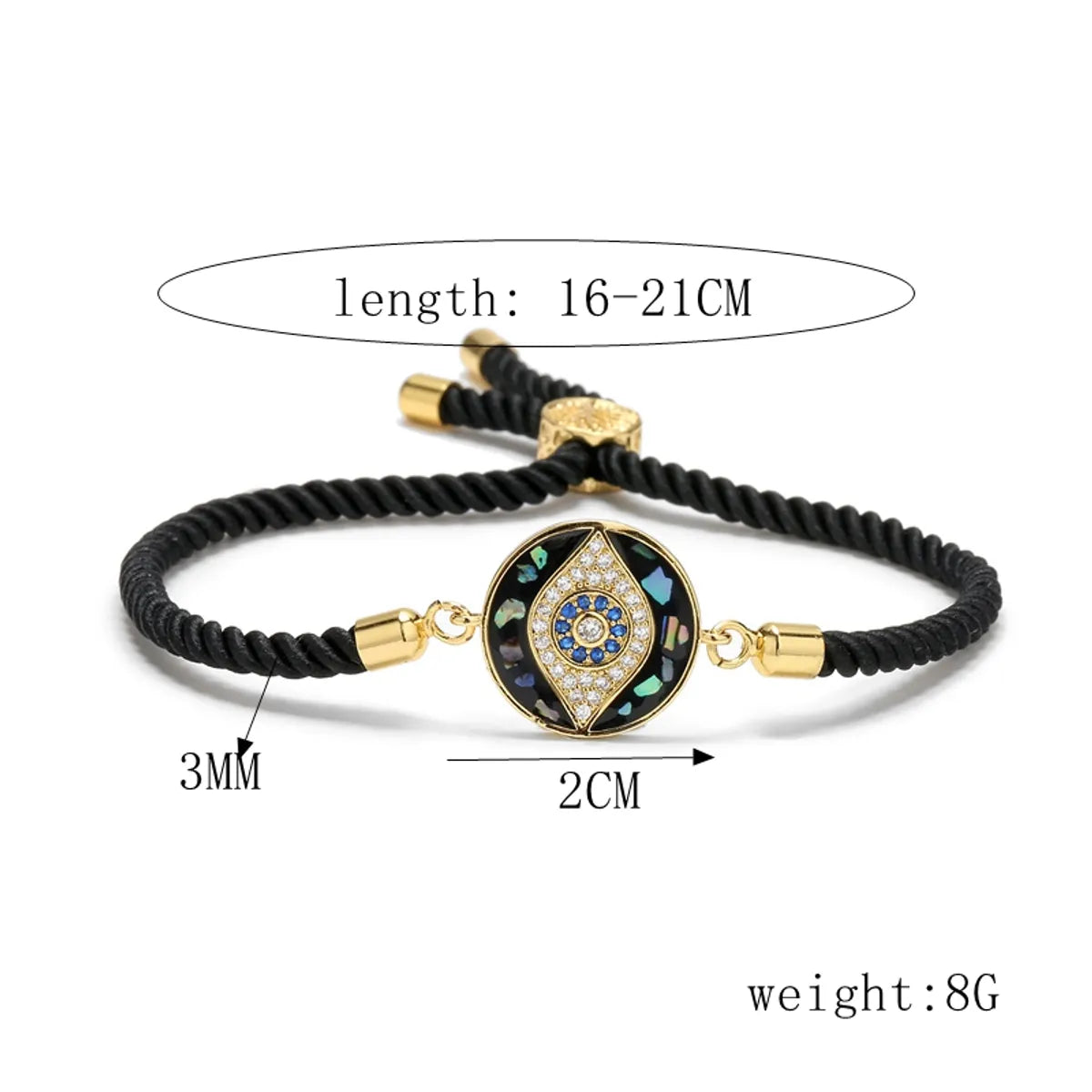 Copper IG Style Classic Style Devil's Eye Hand Of Fatima Plating Inlay Zircon Bracelets