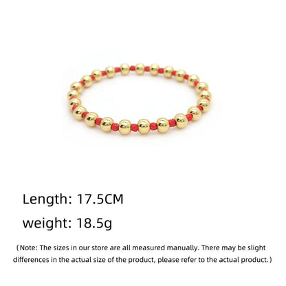 Copper Ig Style Color Block Beaded Knitting Bracelets