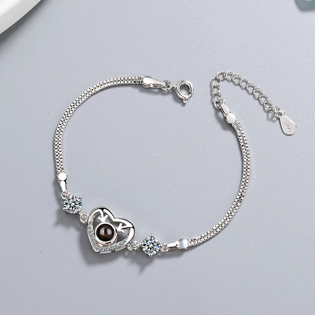 Copper IG Style Elegant Lady Plating Inlay Heart Shape Rhinestones Zircon Bracelets