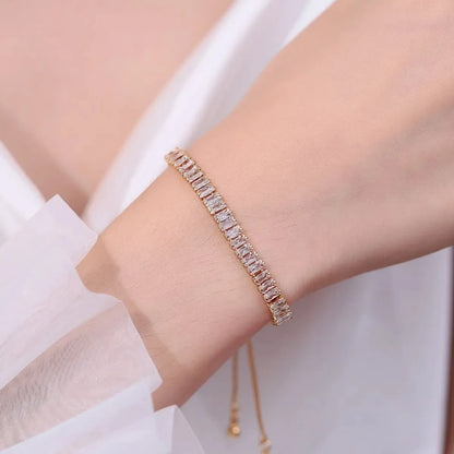 Copper Ig Style Geometric Artificial Diamond Zircon Bracelets