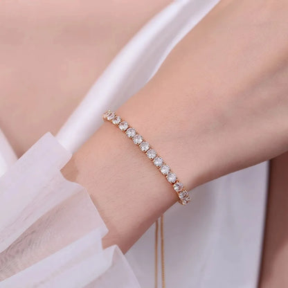 Copper Ig Style Geometric Artificial Diamond Zircon Bracelets