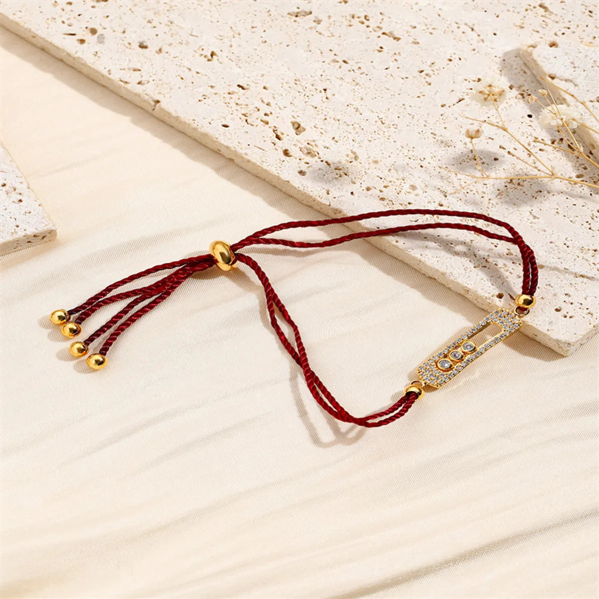 Copper IG Style Modern Style Simple Style Inlay Geometric Splicing Zircon Drawstring Bracelets