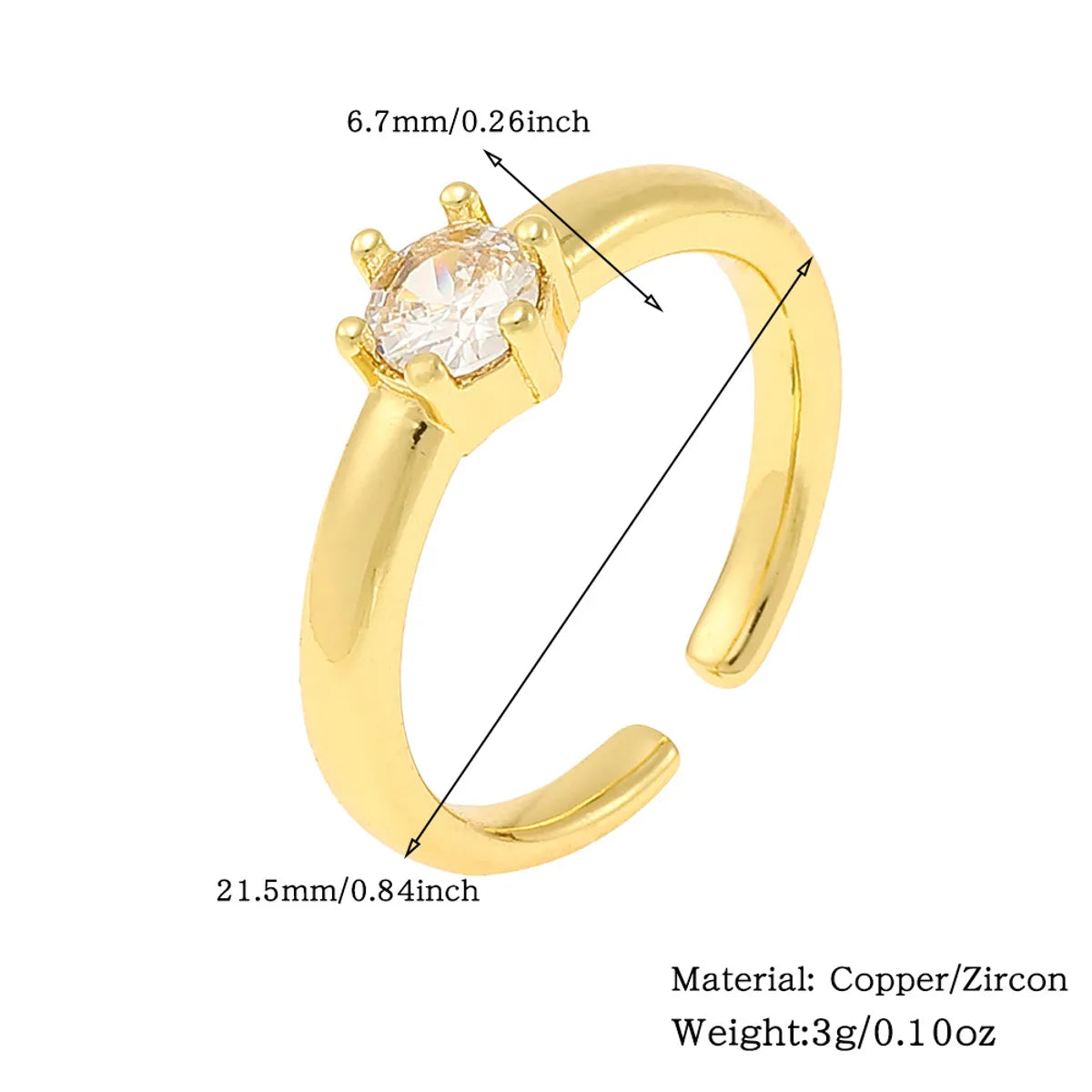 Copper IG Style Shiny Plating Inlay Geometric Cross Zircon Open Rings