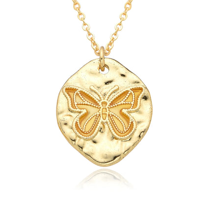 Copper IG Style Simple Style Butterfly Enamel Plating Inlay Zircon Pendant Necklace