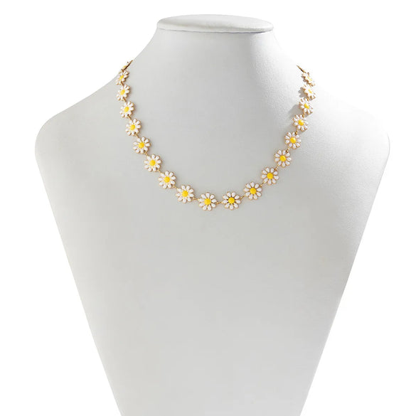 Copper IG Style Sweet Enamel Flower Bracelets Necklace