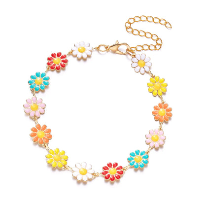 Copper IG Style Sweet Enamel Flower Bracelets Necklace