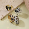 Copper Inlaid Colored Diamond Snake Pattern Leopard Print Hiphop Heart Geometric Ring For Women Dripping Oil