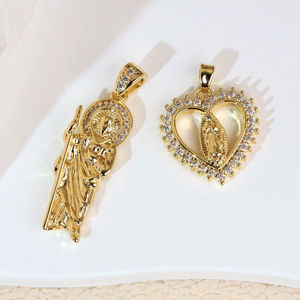 Copper Inlaid Colorful Zircon Oval Pendant Jewelry Electroplated Necklace