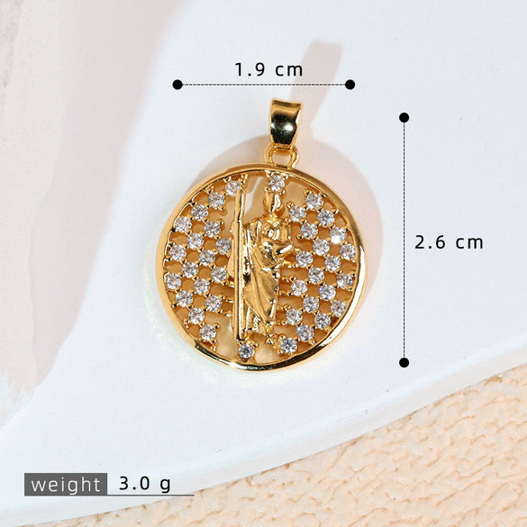 Copper Inlaid Colorful Zircon Oval Pendant Jewelry Electroplated Necklace