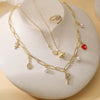 Copper Inlaid Pearl Badminton Table Tennis Racket Style Necklace Set For Women