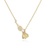 Copper Inlaid Pearl Badminton Table Tennis Racket Style Necklace Set For Women