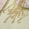 Copper Inlaid Round Diamond Geometric Letter Pendant Necklace With Ball Chain