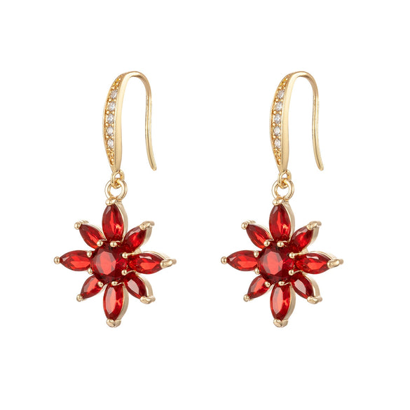 Copper Inlaid Zircon Flower Butterfly Shaped Water Drop Women's Earrings Jewelry Little Fresh Style