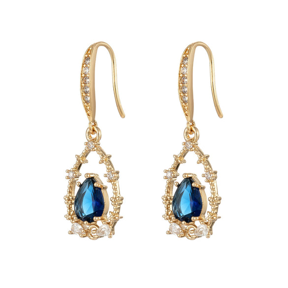 Copper Inlaid Zircon Flower Butterfly Shaped Water Drop Women's Earrings Jewelry Little Fresh Style