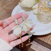 Copper Inlaid Zircon Flower Petal Tassel Women's Earrings