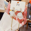 Copper Inlaid Zircon Flower Petal Tassel Women's Earrings