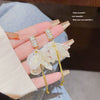 Copper Inlaid Zircon Flower Petal Tassel Women's Earrings