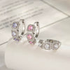 Copper Inlaid Zircon Geometric Square Earrings For Girls Sweet Style